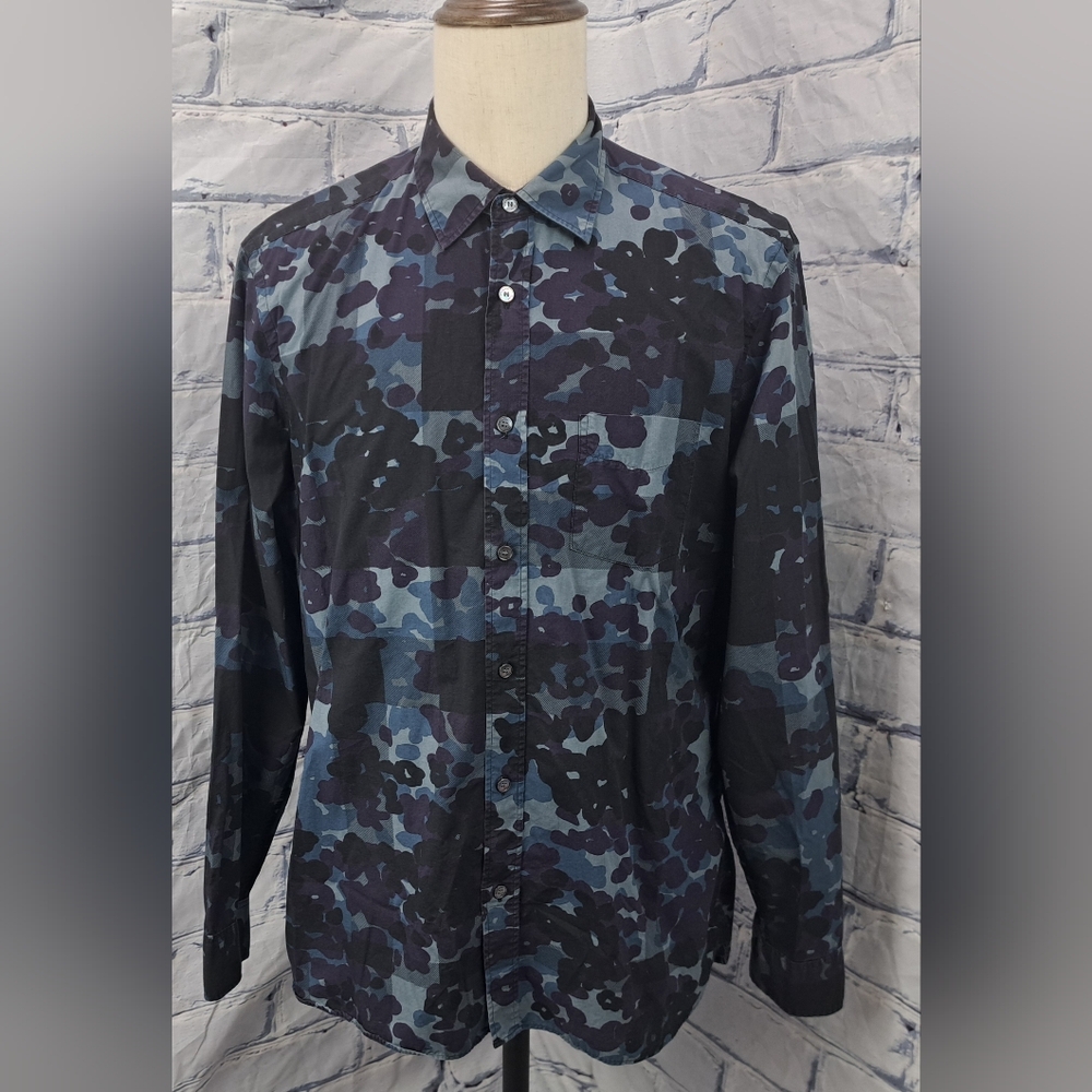 Burberry Men's Alden Multi Camo Button Down Trim Fit Sport Shirt Camo $425 XL - Picture 3 of 13